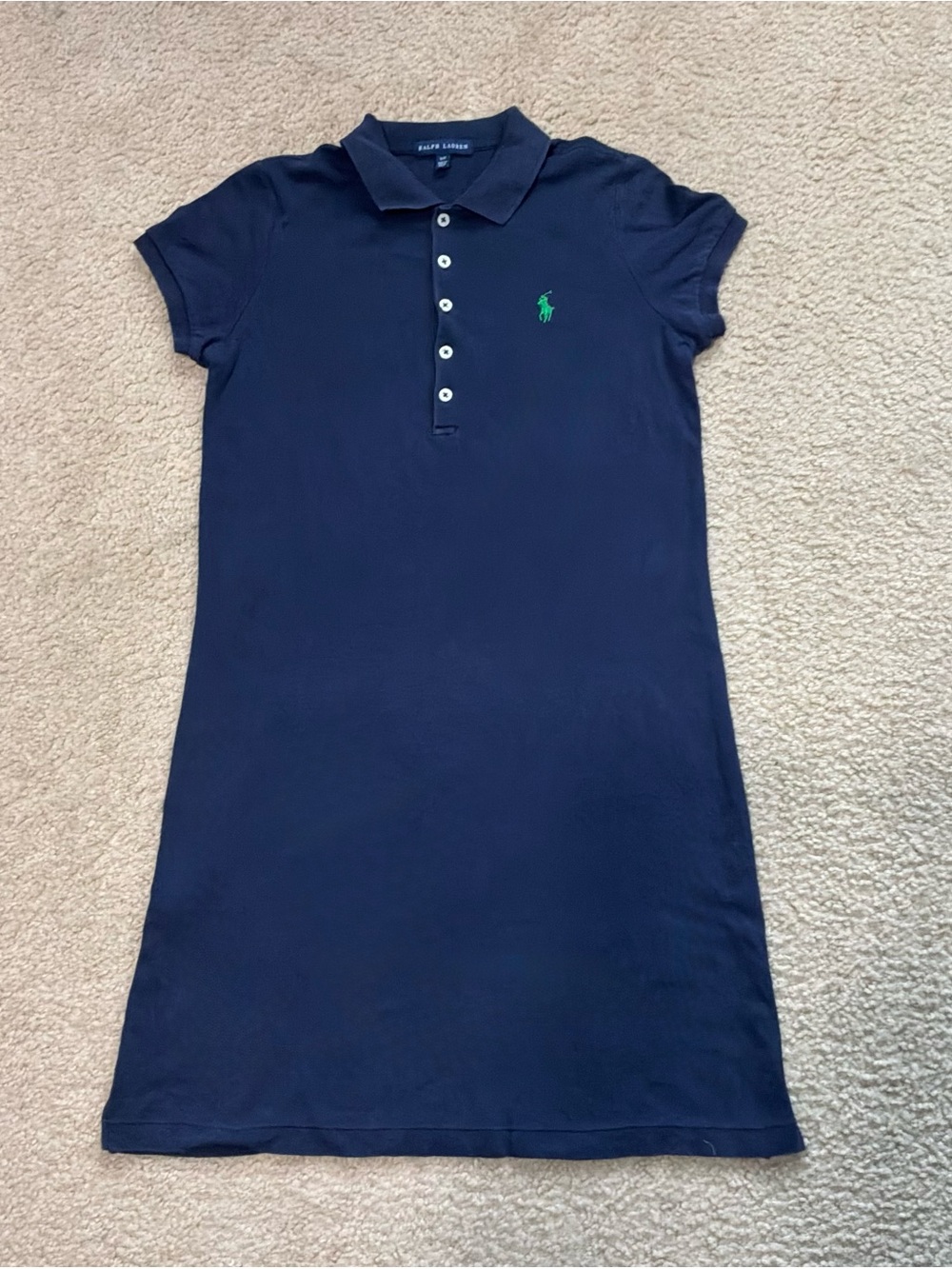 Ralph Lauren Navy Polo Shirt Dress with Green Logo